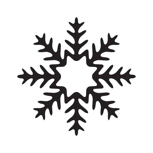 Schneeflockensymbol. Weihnachten und Winter Thema. Einfache flache schwarze Illustration auf weißem Hintergrund — Stockvektor