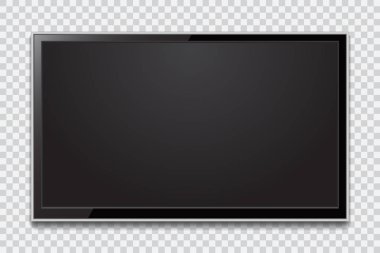 Gerçekçi Tv ekranı. Modern şık lcd panel, led türü. Büyük bilgisayar monitör mockup. Boş televizyon şablonu