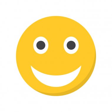 Gülümseyen emoji açık ağızlı. Vektör çizim