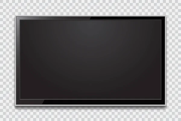 Pantalla de TV realista. Panel de lcd elegante moderno, tipo llevado. Gran pantalla del monitor de computadora maqueta. Plantilla de televisión en blanco — Archivo Imágenes Vectoriales