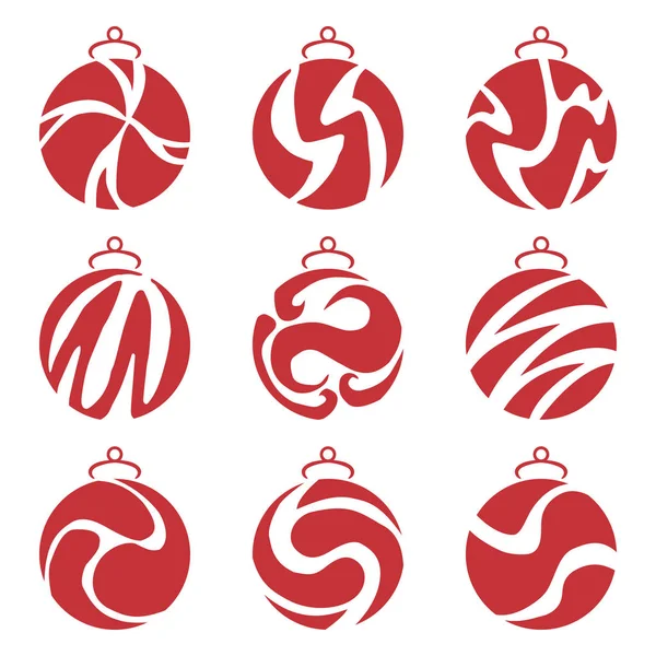Karácsonyi labdák ikonok gyűjteménye. Kézzel rajzolt. Vektoros illusztráció — Stock Vector