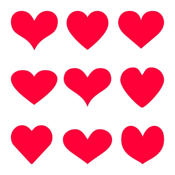 Fundo ícone vetor coração vermelho definido para o dia dos namorados, ilustração médica, símbolo da história de amor. Saúde logotipo plano médico. Amour romântico bela forma —  Vetores de Stock