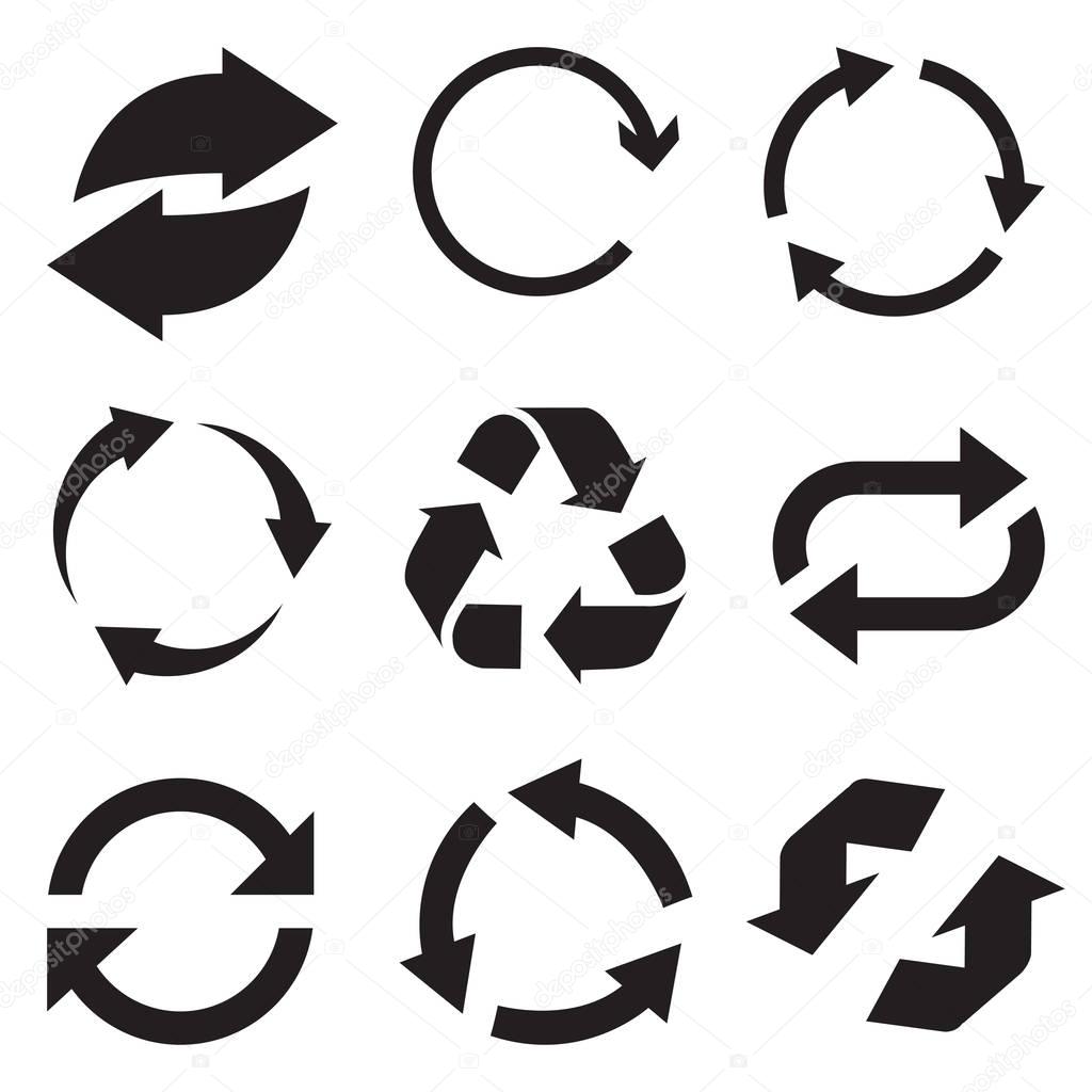 Circle arrow icon. Refresh and reload arrow icon. Rotation vector arrows set. Vector illustartion