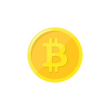 Bitcoin. Fiziksel bit sikke. Dijital para. Cryptocurrency. Beyaz arka plan üzerinde izole bitcoin simgesi olan altın sikke. Hisse senedi vektör çizim.