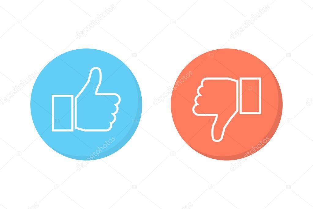 Like and dislike icons set. Thumbs up and thumbs down. Vector illustration
