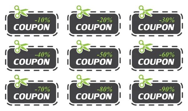 Set of coupon sale collection. Vector illustration — Stock Vector