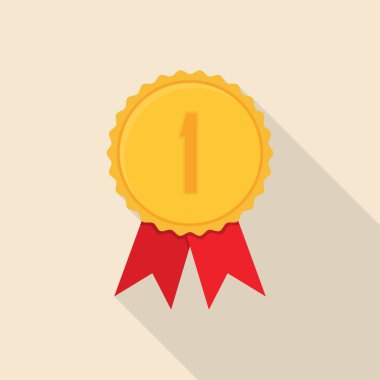 Uzun gölge ile düz bir tasarımda altın madalya Ödülü