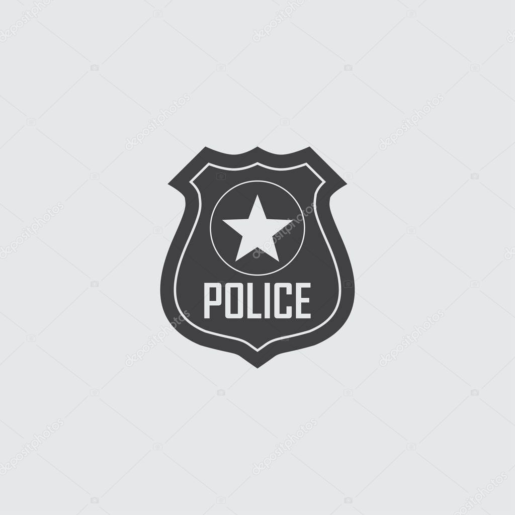 Police badge vector icon illustration isolated on black background