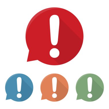 Ünlem işareti simgesi. Dikkat işareti simgesi. Tehlike uyarı sembolü. Vektör çizim