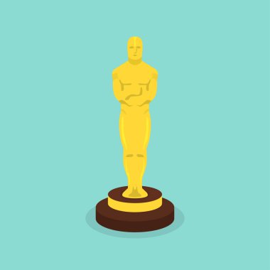 Düz bir tasarımda altın adam simgesi. Ödül kupa heykeli. Vektör çizim