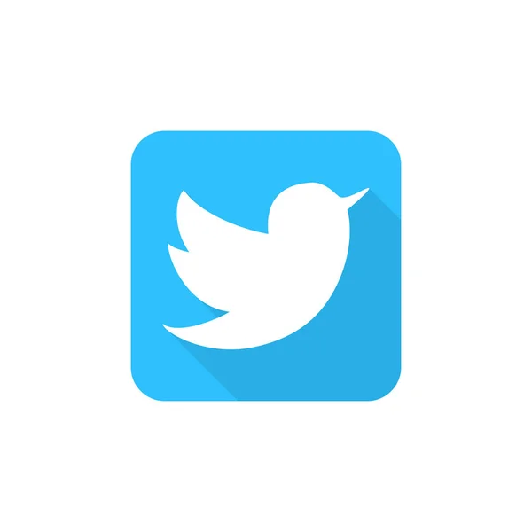Ícone de pássaro no fundo azul em um design plano com sombra longa —  Vetores de Stock
