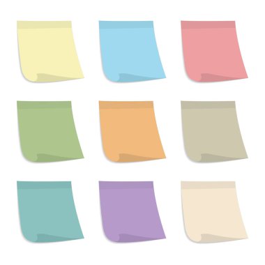 Set of sticky notes with flat and pastel color design clipart