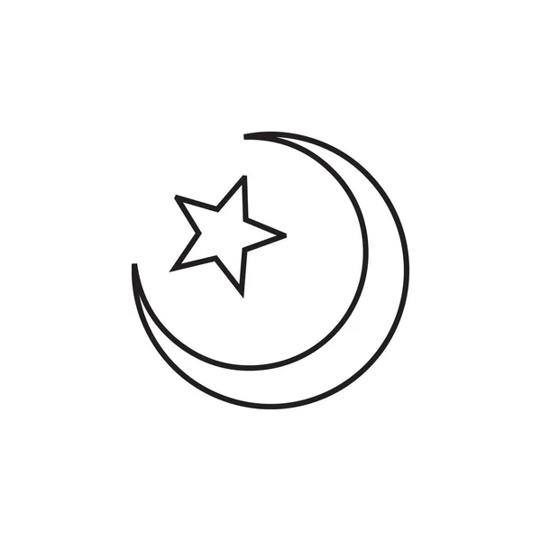 Icono lineal estrella y media luna en un diseño plano en color negro. Ilustración vectorial eps10 — Archivo Imágenes Vectoriales