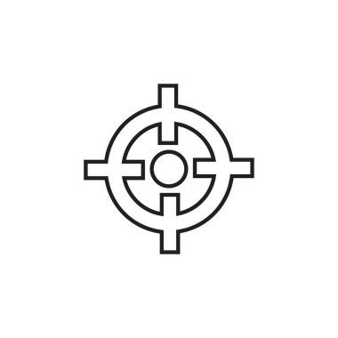 Crosshair doğrusal simge siyah renkli düz bir tasarım. Vektör çizim eps10