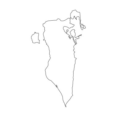 Bahreyn doğrusal harita üzerinde beyaz bir arka plan. Vektör çizim