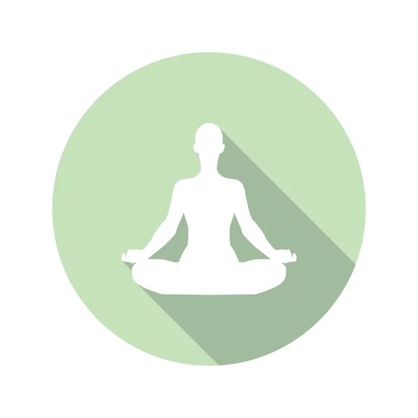 Icono de meditación en un diseño plano con sombra larga. Ilustración vectorial — Vector de stock
