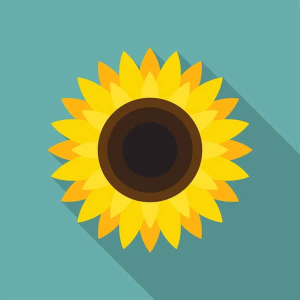 Slunečnicový ikona v ploché styl s dlouhý stín. Vektorové ilustrace — Stockový vektor