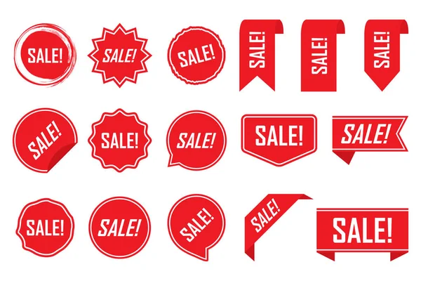 Etiquetas vermelhas, vermelho isolado no fundo branco, ilustração vetorial —  Vetores de Stock