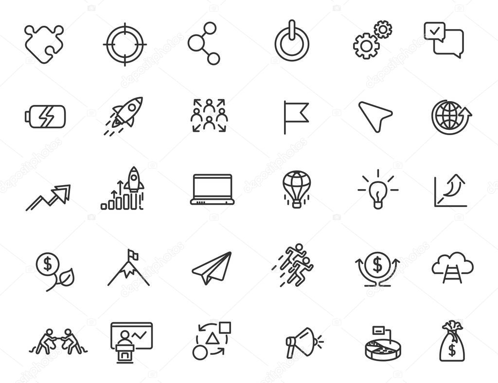 Set of linear startup icons. Career icons in simple design. Vector illustration