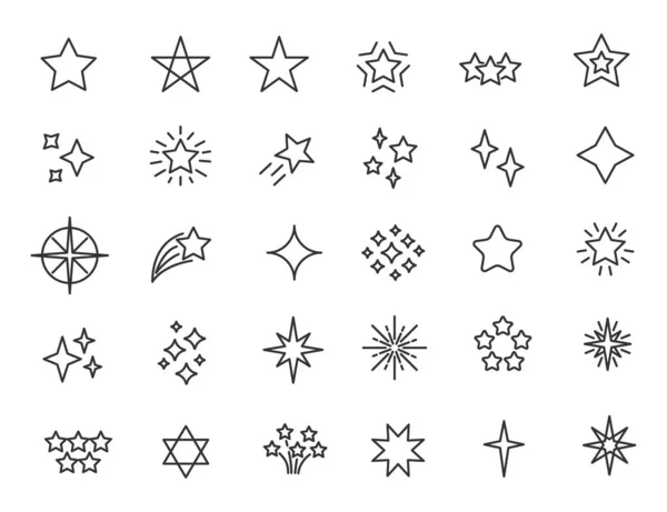 Set of linear stars icons. Stars twinkle icons in simple design. Vector illustration — Stock Vector