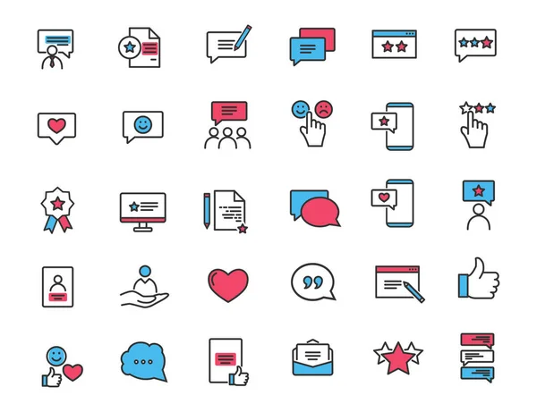 Conjunto de iconos de retroalimentación lineal. Iconos de satisfacción del cliente en diseño simple. Ilustración vectorial — Archivo Imágenes Vectoriales