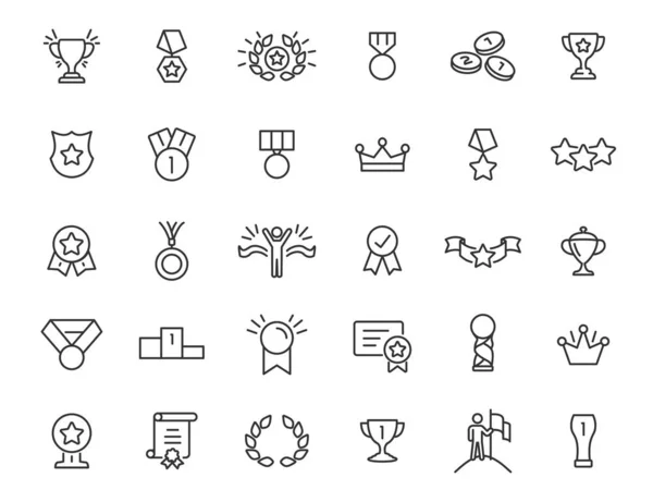 Set of linear trophy icons. Award icons in simple design. Vector illustration — 스톡 벡터