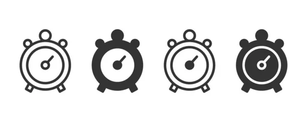 Iconos Despertador Cuatro Versiones Diferentes Diseño Plano — Vector de stock