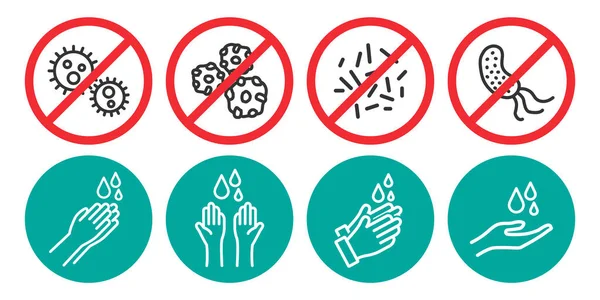 Set Washing Hands Virus Icons Four Different Versions Flat Design — Stock Vector