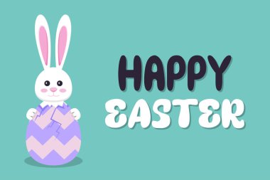 Düz dizaynlı bir tavşanla Mutlu Paskalyalar