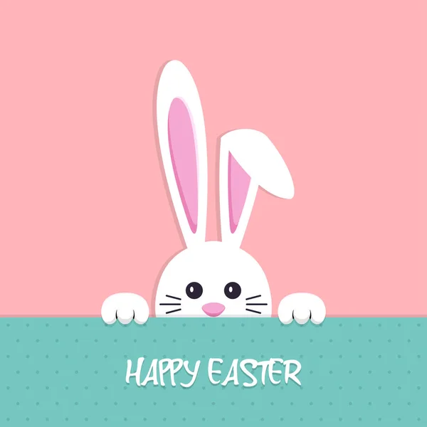 Happy Easter Achtergrond Met Konijn Een Plat Ontwerp — Stockvector