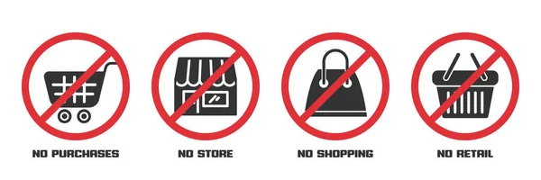 Prohibition Signs Quarantine Purchase Store Shopping Retail — Stock Vector