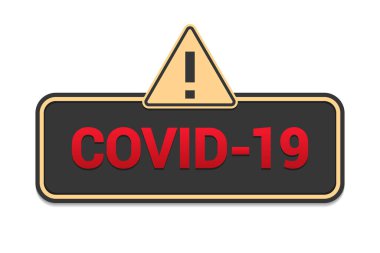 Düz dizaynlı tehlike simgesi içeren Covid-19 virüs işareti