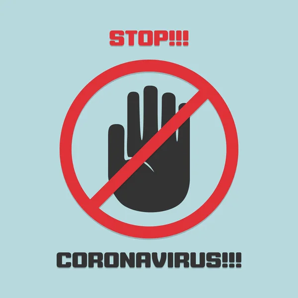 Icono Mano Stop Para Coronavirus Diseño Plano — Archivo Imágenes Vectoriales