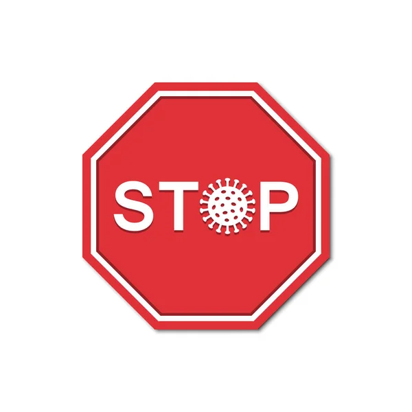 Detener Signo Coronavirus Diseño Plano Ilustración Vectorial — Vector de stock