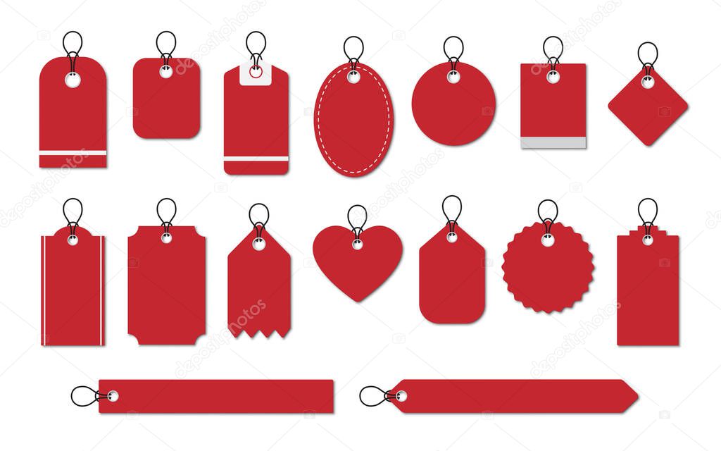 Set of blank labels tag template with shadow