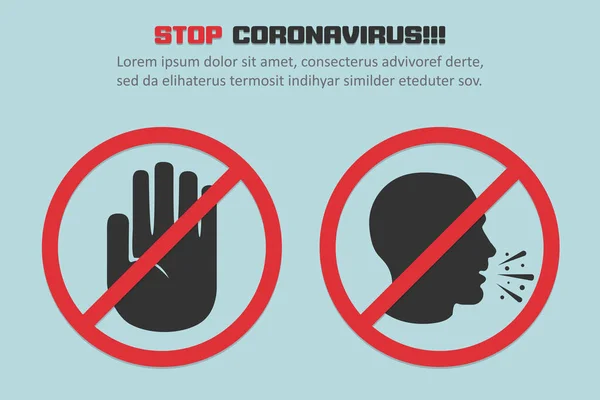 Detener Coronavirus Con Rojo Prohibir Toser Hombre Signo Fondo Concepto — Archivo Imágenes Vectoriales