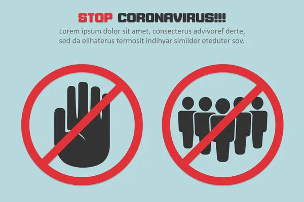 Detener Coronavirus Con Rojo Prohibir Señal Multitud Fondo Concepto Diseño — Archivo Imágenes Vectoriales