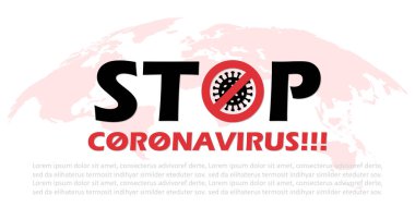Dünya haritasıyla Coronavirus 'u durdur. Vektör illüstrasyonu