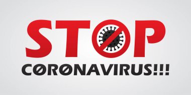 Gri arka planda Coronavirus 'u durdurun. Vektör illüstrasyonu