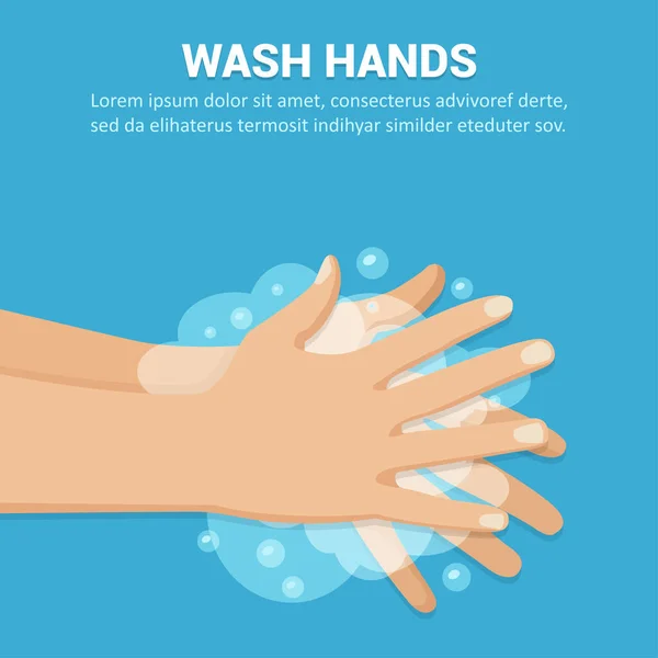 Tvätta Händerna Med Tvål Koncept Platt Design Vektorillustration — Stock vektor