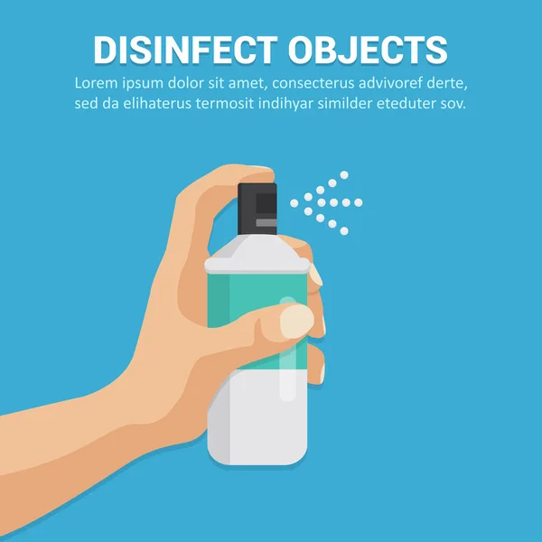 Desinfecteer Objecten Met Spray Concept Een Plat Ontwerp Vectorillustratie — Stockvector