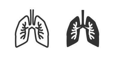 Basit tasarımda iki farklı akciğer simgesi. Vektör illüstrasyonu