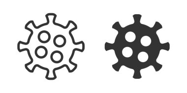 Virüs simgesi basit tasarımda iki versiyon halinde. Vektör illüstrasyonu