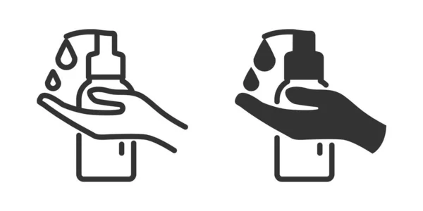 Χέρι Εικονίδιο Απολυμαντικό Δύο Εκδόσεις Απλό Σχεδιασμό Εικονογράφηση Διανύσματος — Διανυσματικό Αρχείο