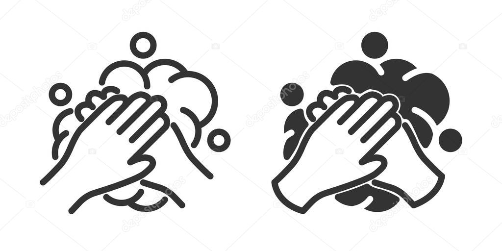 Wash hands icon in two versions in simple design. Vector illustration