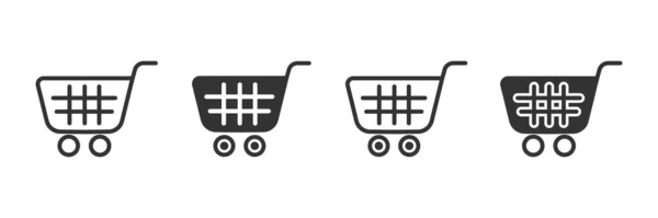 Iconos Carrito Compras Cuatro Versiones Diferentes Diseño Plano — Vector de stock