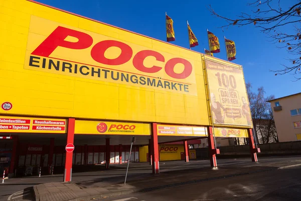 Deutsche Poco (einrichtungsmaerkte) -Möbelhausmarke auf einem Poco-Markt — Stockfoto