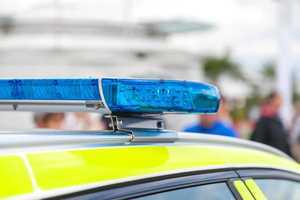 Blue light bar on a swedish police — Stock Photo, Image