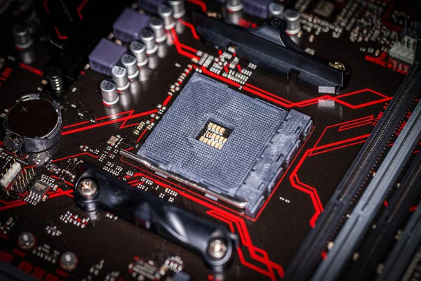 Placa de base do computador para a unidade central de processamento — Fotografia de Stock