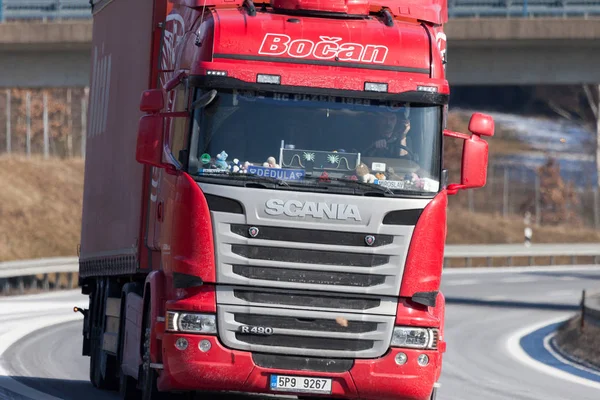 Fuerth Allemagne Février 2018 Camion Transitaire Tchèque Conduit Sur Autoroute — Photo